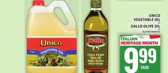 Food Basics UNICO VEGETABLE OIL OR GALLO OLIVE OIL offer