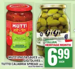 Food Basics MUTTI PASTA SAUCE OR GIGI OLIVES OR TUTTO CALABRIA SPREAD offer
