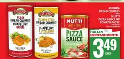 Food Basics AURORA BREAD CRUMBS OR MUTTI PIZZA SAUCE OR TOMATO PASTE offer