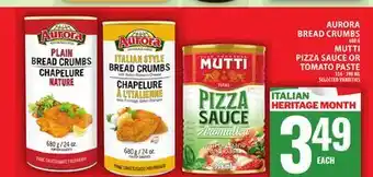 Food Basics AURORA BREAD CRUMBS OR MUTTI PIZZA SAUCE OR TOMATO PASTE offer