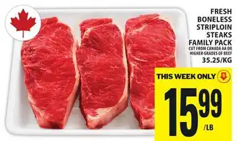 Food Basics FRESH BONELESS STRIPLOIN STEAKS FAMILY PACK offer