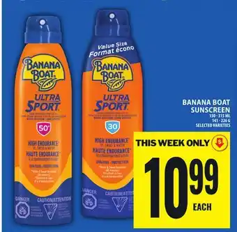 Food Basics BANANA BOAT SUNSCREEN offer