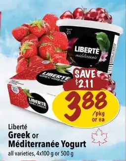 Farm Boy Liberté Greek or Méditerranée Yogurt offer