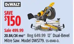 Canadian Tire Dewalt 12˝ Dual-Bevel Mitre Saw offer