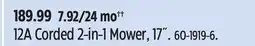 Canadian Tire Certified 12A Corded 2-in-1 Mower, 17˝ offer