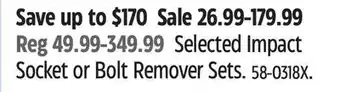 Canadian Tire Selected Impact Socket or Bolt Remover Sets offer