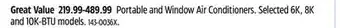 Canadian Tire Portable and Window Air Conditioners offer