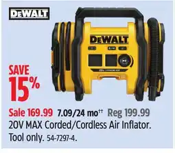 Canadian Tire DeWALT20V MAX Corded/Cordless Air Inflator offer
