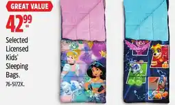 Canadian Tire Disney Selected Licensed Kids' Sleeping Bags offer