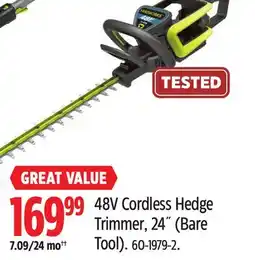 Canadian Tire Yardworks 48V Cordless Hedge Trimmer, 24˝ offer