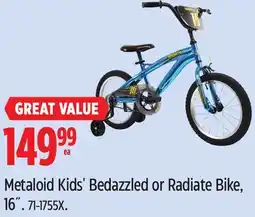 Canadian Tire Supercycle Metaloid Kids' Bedazzled or Radiate Bike, 16˝ offer