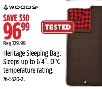 Canadian Tire Heritage Sleeping Bag, Sleeps up to 6´4˝ offer