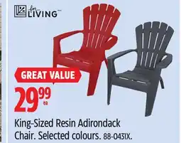 Canadian Tire LIVING King-Sized Resin Adirondack Chair offer