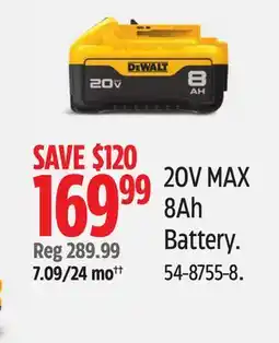 Canadian Tire Dewalt 20V MAX 8Ah Battery offer
