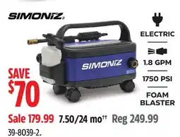 Canadian Tire SIMONIZ 1750 PSI 1.8 GPM Wheeled Electric Pressure Washer with Foam Blaster offer