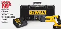 Canadian Tire Dewalt 20V MAX Li-Ion 11⁄8˝ Reciprocating Saw Kit offer