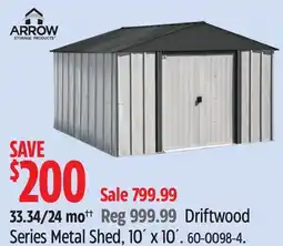 Canadian Tire Driftwood Series Metal Shed offer