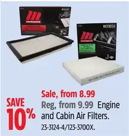 Canadian Tire Engine and Cabin Air Filters offer