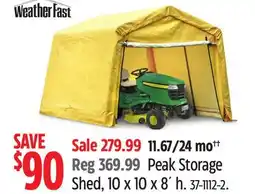 Canadian Tire Weatherfast Peak Storage Shed, 10 x 10 x 8´ h offer