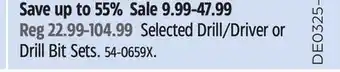 Canadian Tire Mastercraft Selected Drill/Driver or Drill Bit Sets offer