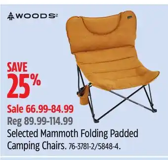 Canadian Tire Selected Woods Mammoth Folding Padded Camping Chairs offer