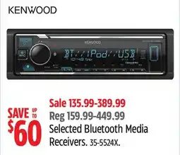 Canadian Tire Kenwood Selected Bluetooth Media Receivers offer
