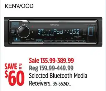 Canadian Tire Kenwood Selected Bluetooth Media Receivers offer