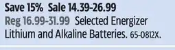 Canadian Tire Energizer Selected Energizer Lithium and Alkaline Batteries offer