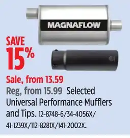 Canadian Tire Selected Universal Performance Mufflers and Tips offer