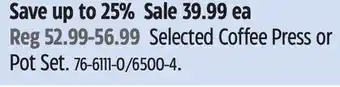 Canadian Tire Woods Selected Coffee Press or Pot Set offer