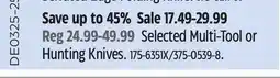 Canadian Tire Outbound Selected Multi-Tool or Hunting Knives offer