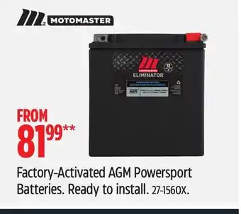 Canadian Tire Factory-Activated AGM Powersport Batteries offer