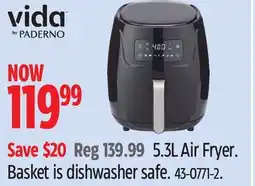 Canadian Tire Vida 5.3L Air Fryer. Basket is dishwasher safe offer