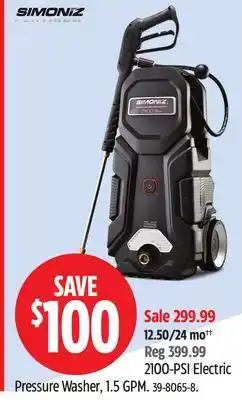 Canadian Tire Simoniz 2100-PSI Electric Pressure Washer, 1.5 GPM offer