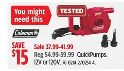 Canadian Tire Coleman QuickPumps offer