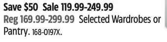 Canadian Tire Sauder Selected Wardrobes or Pantry offer