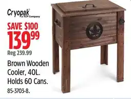 Canadian Tire Brown Wooden Cooler, 40L. Holds 60 Cans offer