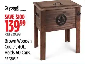 Canadian Tire Brown Wooden Cooler, 40L. Holds 60 Cans offer
