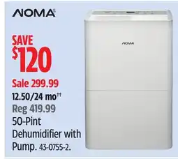 Canadian Tire NOMA Dehumidifier with Pump offer