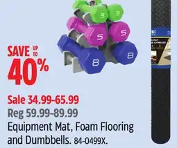 Canadian Tire Shock Athletic Equipment Mat, Foam Flooring and Dumbbells offer