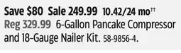 Canadian Tire 6-Gallon Pancake Compressor and 18-Gauge Nailer Kit offer