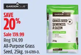 Canadian Tire Garden Club All-Purpose Grass Seed, 25kg offer