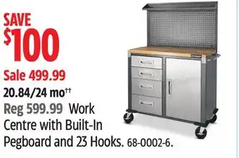 Canadian Tire Centre with Built-In Pegboard and 23 Hooks offer