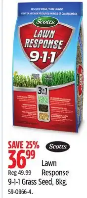 Canadian Tire Scotts Lawn Response 9-1-1 Grass Seed, 8kg offer