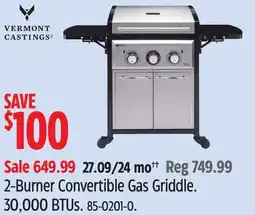 Canadian Tire Vermont Castings 2-Burner Convertible Gas Griddle offer