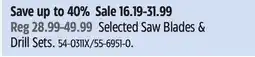 Canadian Tire Saw Blades & Drill Sets offer