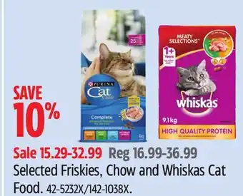 Canadian Tire Purina Selected Friskies, Chow and Whiskas Cat Food offer