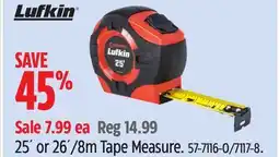 Canadian Tire 25´ or 26´/8m Tape Measure offer