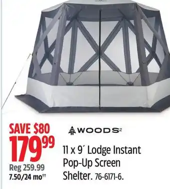 Canadian Tire 11 x 9´ Lodge Instant Pop-Up Screen Shelter offer