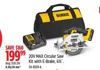 Canadian Tire Dewalt 20V MAX Circular Saw Kit with E-Brake, 61⁄2˝ offer